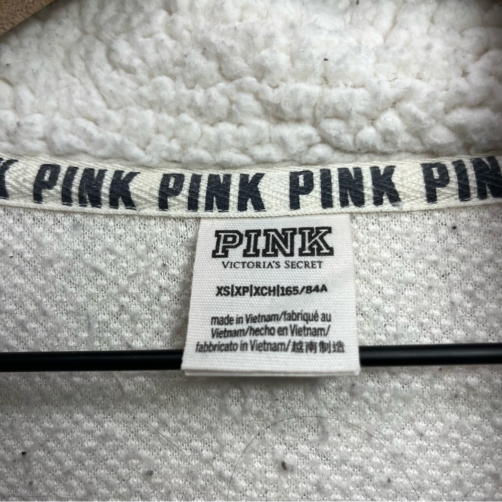 VS PINK White Sherpa Quarter Zip Sweater - Picture 6 of 9